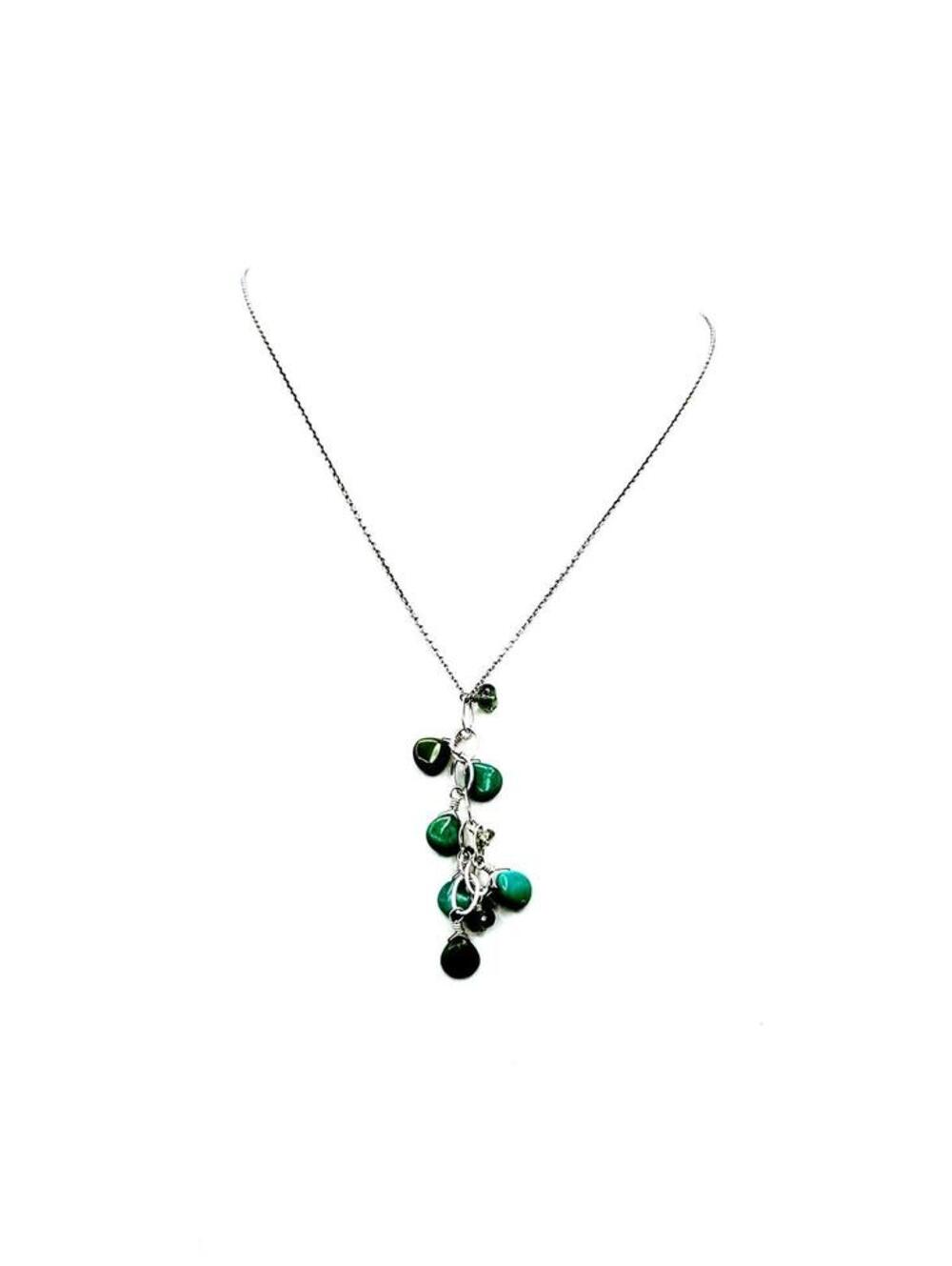 Vintage sterling silver chain w/ vintage turquoise and light green crystals link